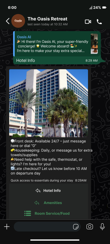 WhatsApp concierge screen 2