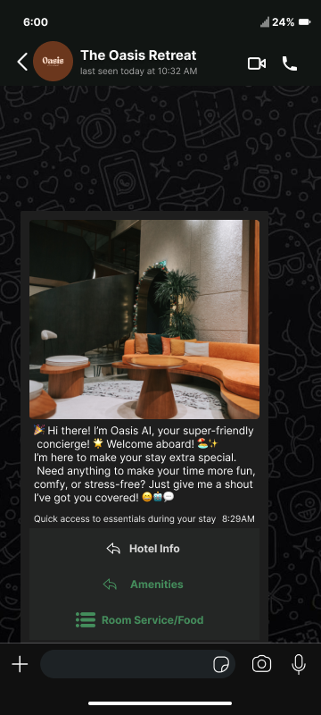 WhatsApp concierge screen 1