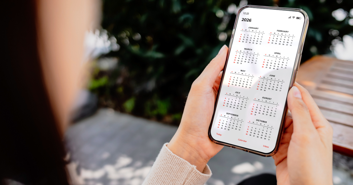 Calendar on a phone with a reminder set three months after a stay